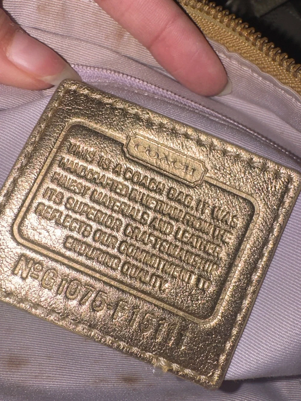 Coach Signature Canvas Shoulder Bag in Tan and Gold